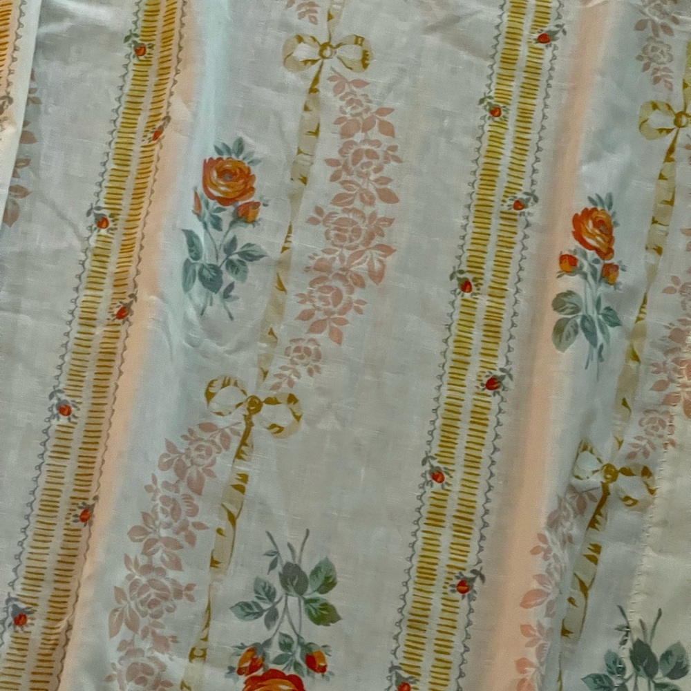 Set (3) Vintage Retro Cottage-core Tex Made Rose Curtain Window Panels 7ft X 2ft